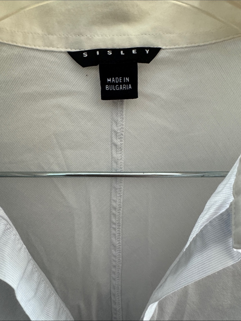 Sisley White Collared Shirt with Subtle Stripe Detail - Picture 2 of 4